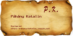Páhány Katalin névjegykártya