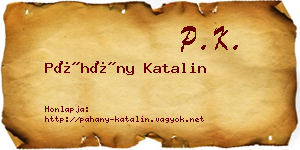 Páhány Katalin névjegykártya